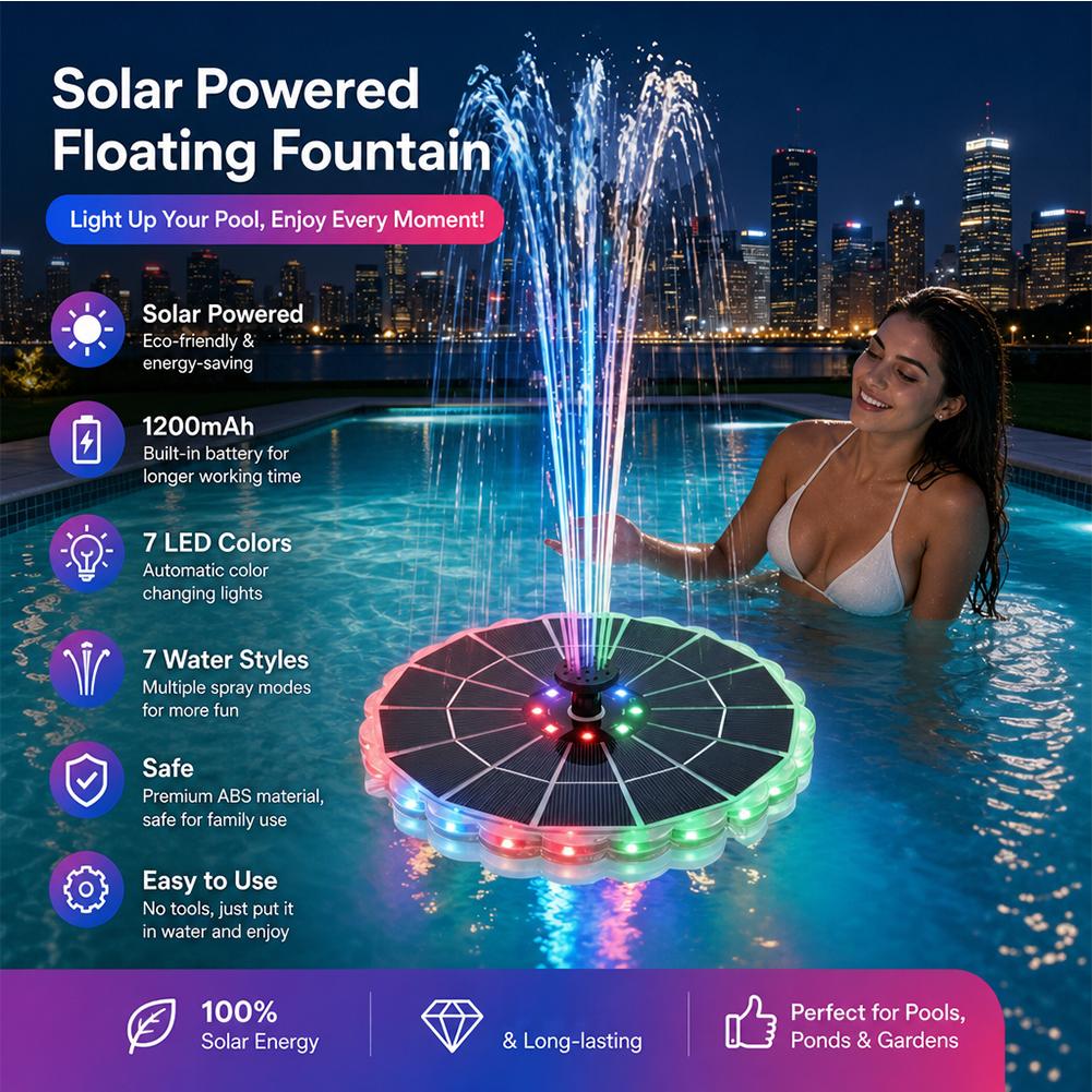 Smart Garden Indoor - 3,5W buiten zonnefonteinpompset 7 spuitmonden 7-kleuren